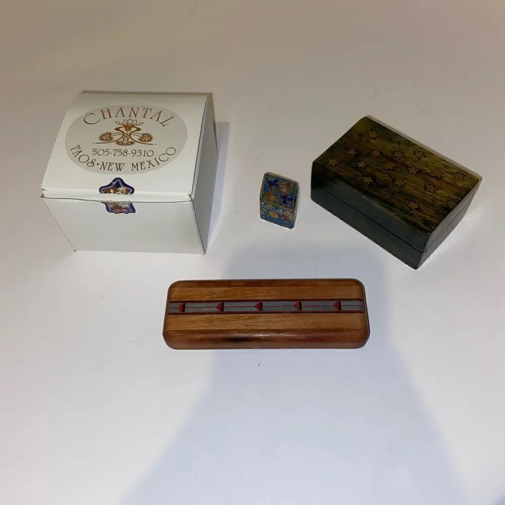 4 Small Random Trinket boxes vintage‎